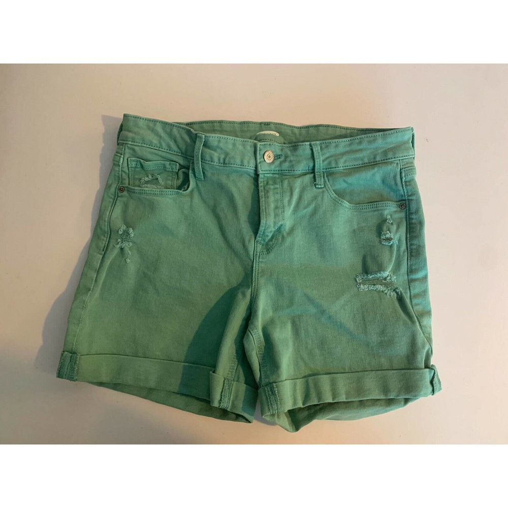 OLD NAVY Women’s Green Distressed Rolled Cuff Shorts Size 8